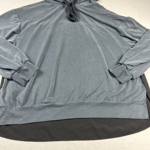 French Connection Soft Hoodie Gray Black Drawstring Comfort Everyday Top SMALL - Picture 2 of 10